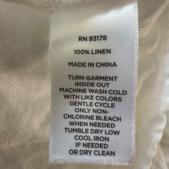 Magaschoni 100% Linen White Button-Down Shirt - Long Roll-Tab Sleeve - Size M - Picture 6 of 7